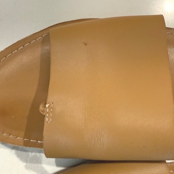 Madewell The Boardwalk Leather‎ Slide Sandals Tan Flat Slip On Size 10 Preppy